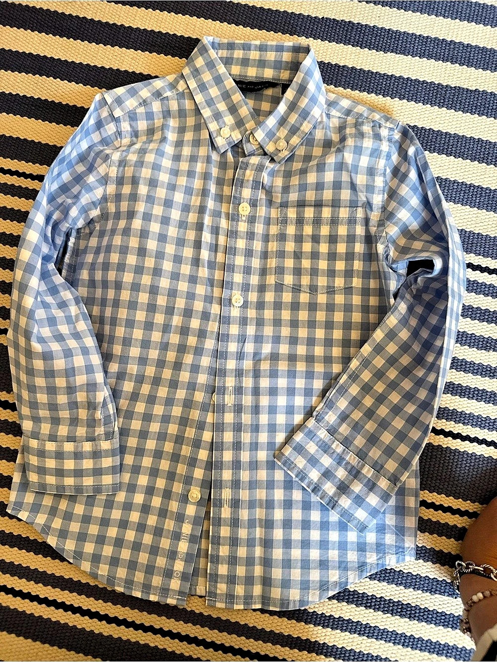 Janie and Jack Blue and White Gingham Poplin Button-Down Shirt Blue & White